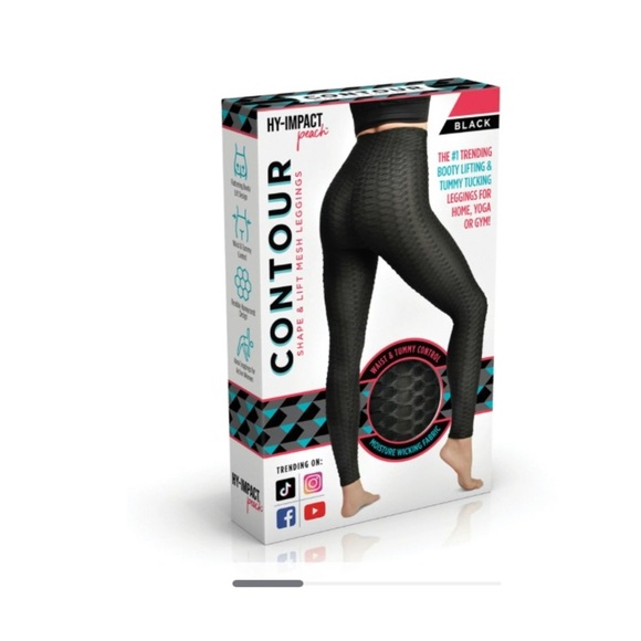 HY-IMPACT PEACH FIT HIGH WAIST ANTI-CELLULITE LEGGINGS - BLACK MULTI SIZES (NEW) - Picture 1 of 8